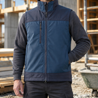 Softshell Stretch Work Vest with Multiple Pockets - Navy/Dark Navy