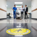 Gray Premium Floor Sign - Attention Slippery When Wet Safety Signage