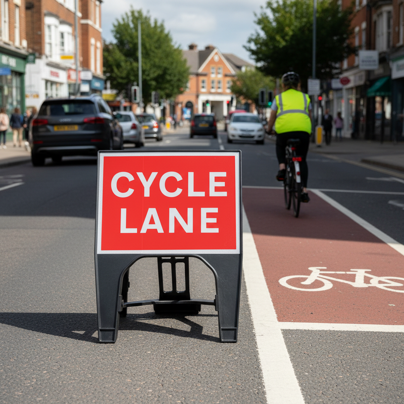 Light Slate Gray Premium Cycle Lane Sign 600 x 450mm - Durable and Rust-Free
