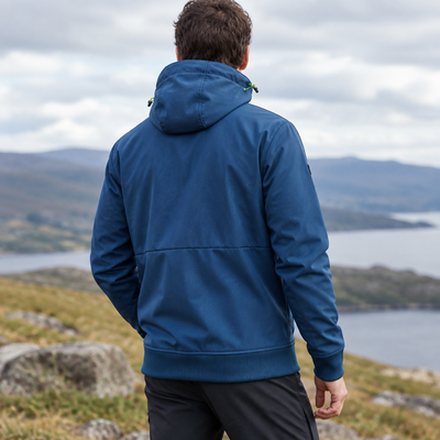 Windproof Stretch Half-Zip Work Hoodie - Deep Blue