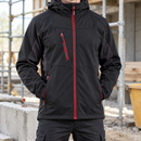 Black/Red Hooded Soft Shell Work Coat