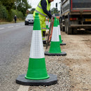 Green Road Traffic Cone with Reflective Sleeve - 1000mm