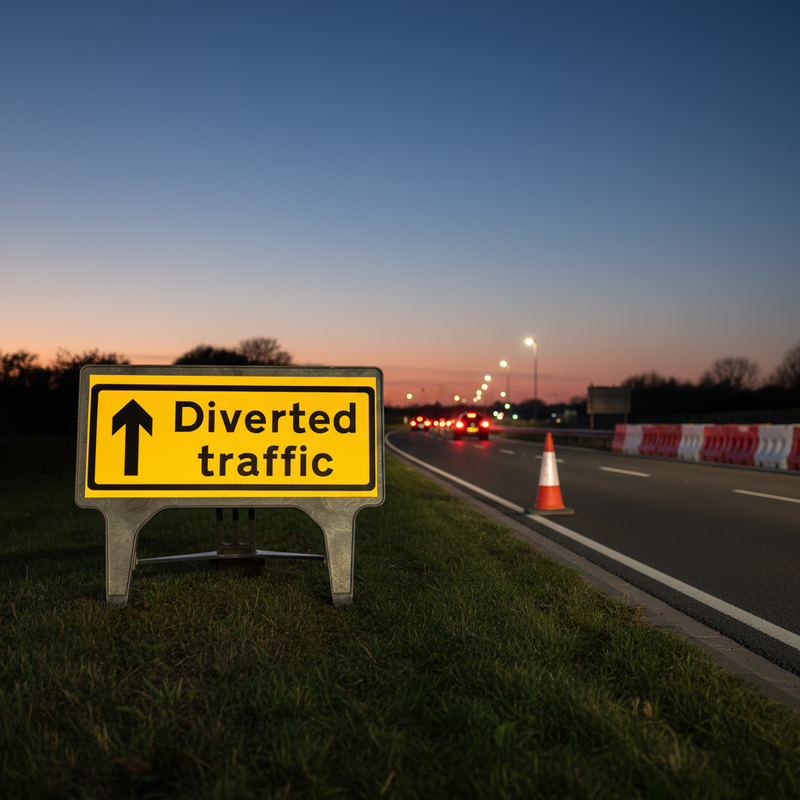 Dark Slate Gray Premium Diverted Traffic Forward Sign 1050 x 450mm - Robust & Durable