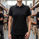 Women's Black Polo Work Shirt - Cotton-Polyester
