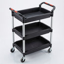 3-tray mobile trolley 150kg capacity black plastic shelves (view 2)