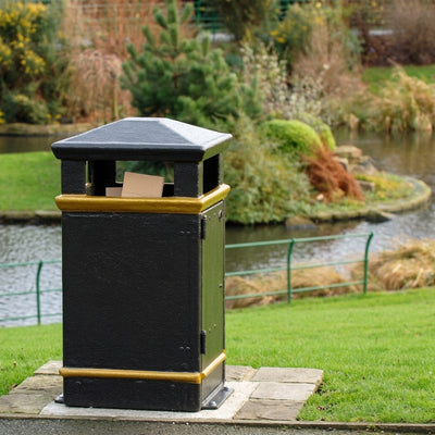 Closed-Top Fibreglass Composite Litter Bin – 112 Litre