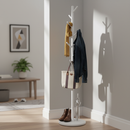 Premium Wooden Coat Stand with Round Base - Easy Assembly, Customizable Heights, and Durable Design in White, Black, and Pine Colors