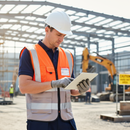 Gray Premium Hi-Vis Two Tone Executive Waistcoat with ID Pocket - Red/Grey