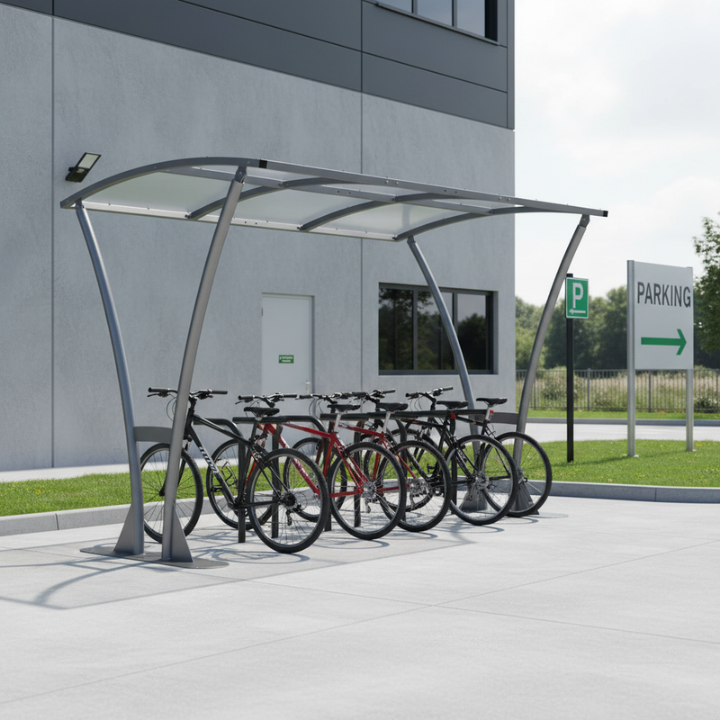 Light Slate Gray Premium Open Sided Cycle Shelter 2m - 5m with Clear PETG Roof