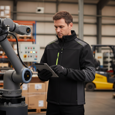 Premium Two-Tone Medium Weight Softshell Jacket - Black/Grey