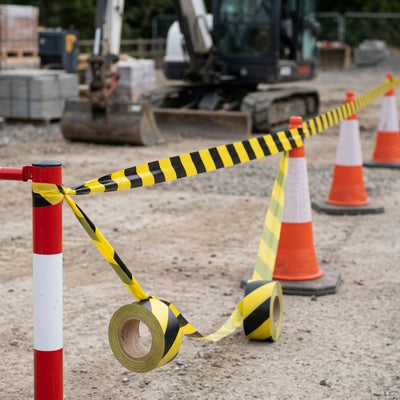 75mm Yellow & Black Non-Adhesive Cordon Tape - 500m