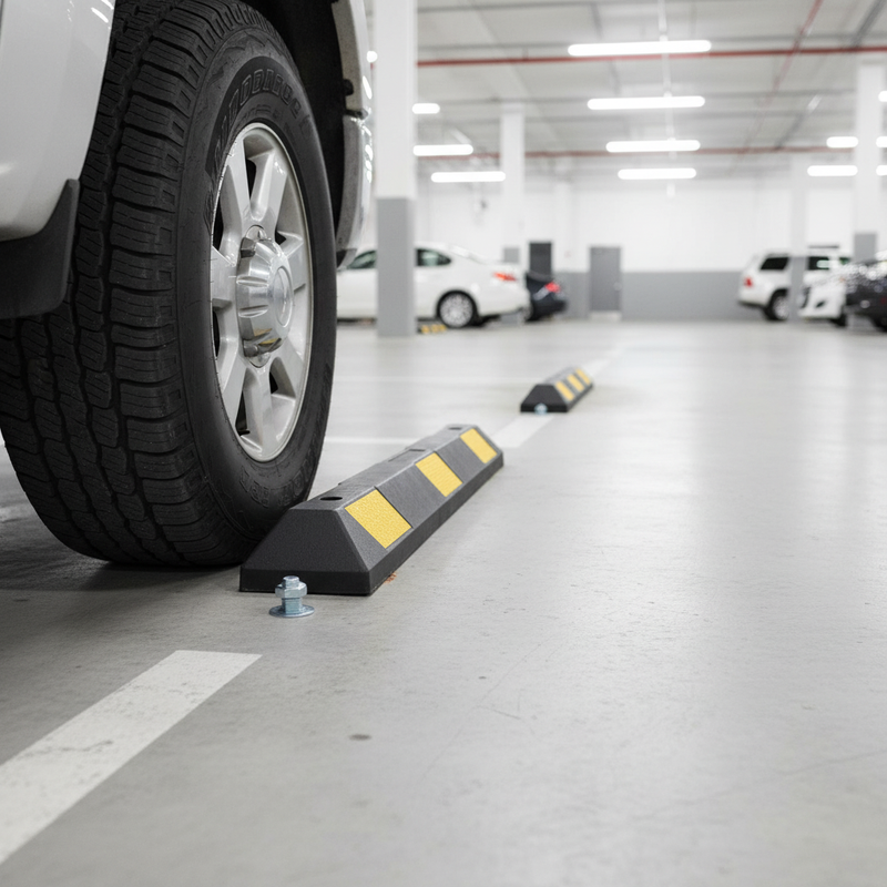 Gray Premium Rubber Parking Wheel Stops - 550mm, 900mm, 1800mm Sizes