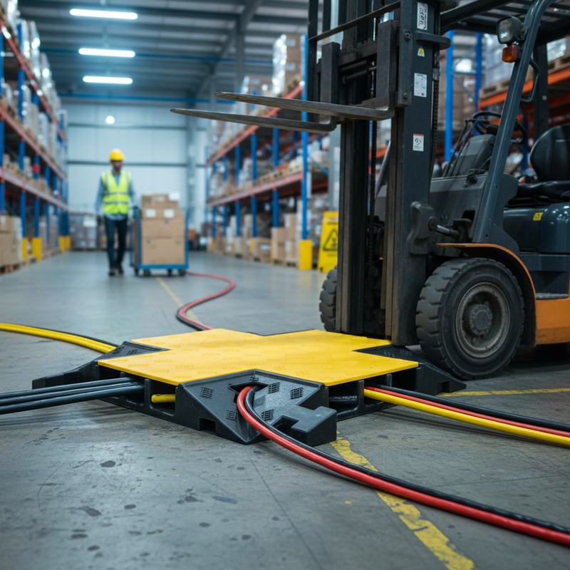 Dark Slate Gray Heavy Duty 3-Channel Cable Ramp - Cross Over Section Piece