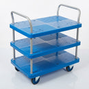 Three-tier platform trolley 300kg polypropylene blue (view 2)