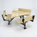 Timber tri-table picnic table, hardwood seats, steel frame (view 2)