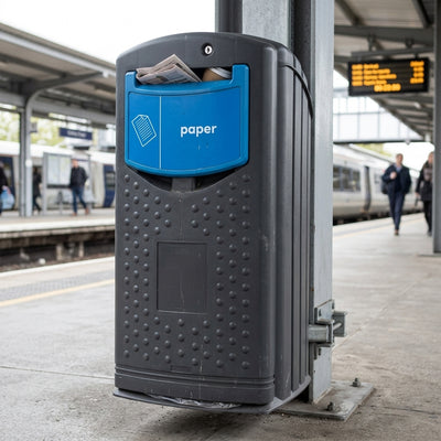 140 Litre Plastic Recycling Bin with Slot Aperture
