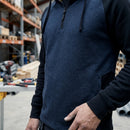 Navy/Black Colour Block Zip Front Hoodie (view 2)