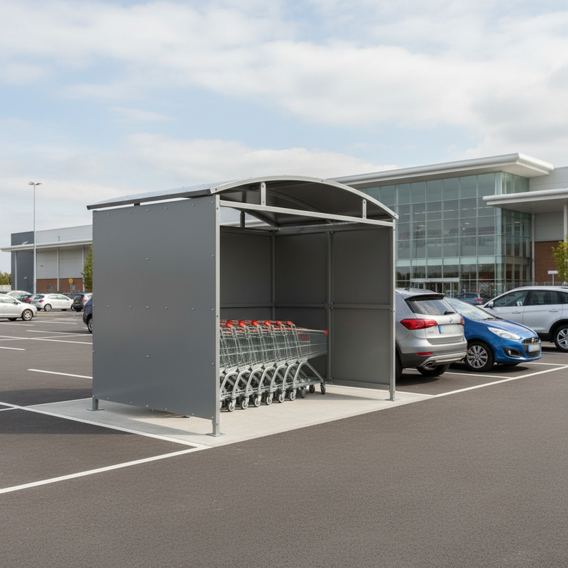 Dim Gray Heavy Duty Trolley Shelter with Galvanised Clad - Modular Design