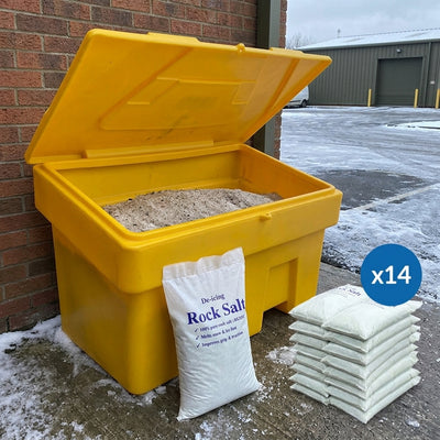 12 Cu Ft Grit Storage Bin with 350kg White Rock Salt Pack