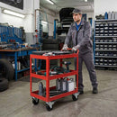 Slate Gray Pressed Steel Braked Swivel Castors With Black Polypropylene Wheel - 50mm to 100mm