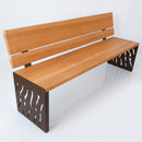 Wood and Steel Bench with Backrest – Hardwood Slats (view 2)