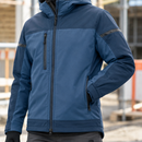 Hooded Softshell Stretch Work Jacket with Multiple Pockets - Navy (view 2)