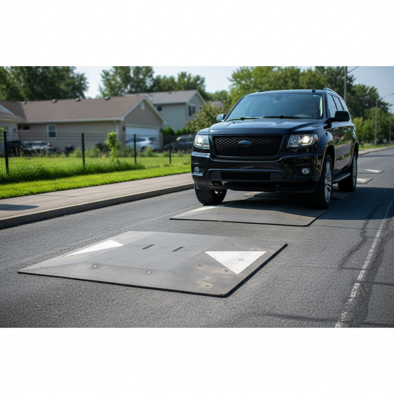 Dim Gray High-Performance One Piece Rubber Speed Cushions for Traffic Control