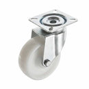 Pressed Steel Swivel Castors With White Nylon Wheel - 50mm & 75mm