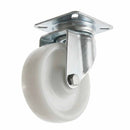 Pressed Steel Swivel Castors With White Nylon Wheel - 50mm & 75mm