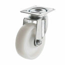 Pressed Steel Swivel Castors With White Nylon Wheel - 50mm & 75mm
