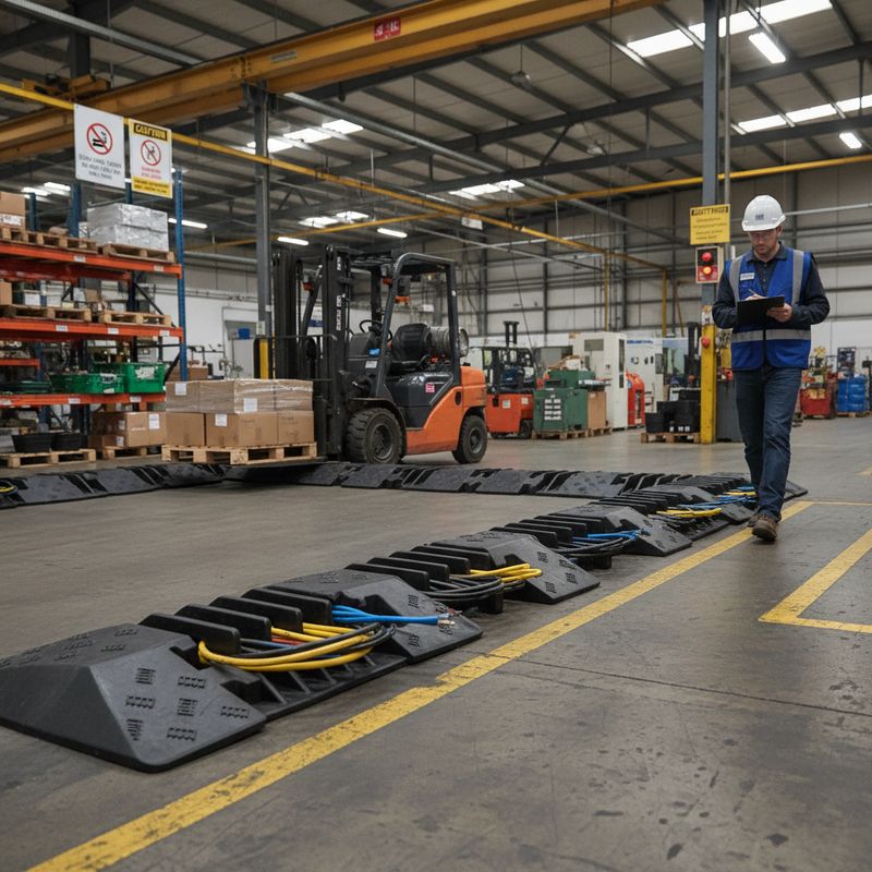 Dim Gray Medium 5-Channel Heavy Duty Cable Protection Ramp - End Piece