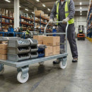 Slate Gray Pressed Steel Fixed Castors With White Nylon Wheel - 50mm & 75mm