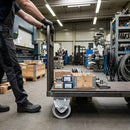 Black Pressed Steel Fixed Castors With Grey Rubber on Black Polypropylene Wheel - 50mm to 100mm