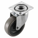 White Smoke Pressed Steel Swivel Castors With Grey Rubber on Black Polypropylene Wheel - 50mm to 100mm