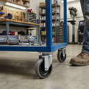 Dark Gray Pressed Steel Swivel Castors With Grey Rubber on Black Polypropylene Wheel - 50mm to 100mm