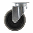 White Smoke Pressed Steel Swivel Castors With Grey Rubber on Black Polypropylene Wheel - 50mm to 100mm