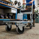 Rosy Brown Pressed Steel Braked Swivel Castors With Grey Rubber on Black Polypropylene Wheel - 50mm to 100mm