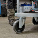 Dark Sea Green 75mm Swivel Castor With Grey Rubber on Polypropylene Wheel & 4-Hole Top Plate - 70kg Load Capacity