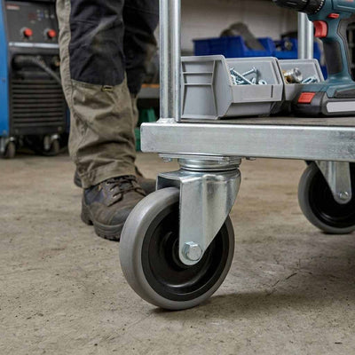 75mm Swivel Castor With Grey Rubber on Polypropylene Wheel & 4-Hole Top Plate - 70kg Load Capacity