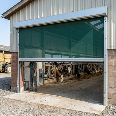 Agricultural Yard Door, Green Fabric