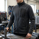 Mesh Fleece Work Jacket with Zipped Chest Pocket - Black