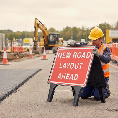 Premium Road Layout Ahead Sign 1050x750mm for Safety