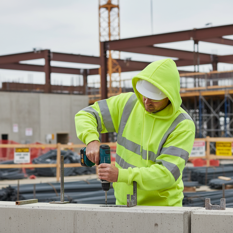 Gray High-Visibility Premium Pull-over Hoodie - Saturn Yellow
