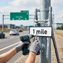 Gray 1 Mile Quick-Fit Supplementary Road Sign Face - High-Visibility Safety