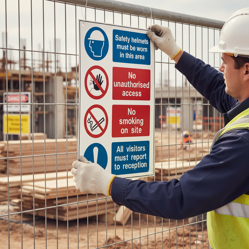 Rosy Brown Heavy Duty Construction Site Safety Boards - Multi-Message Sign