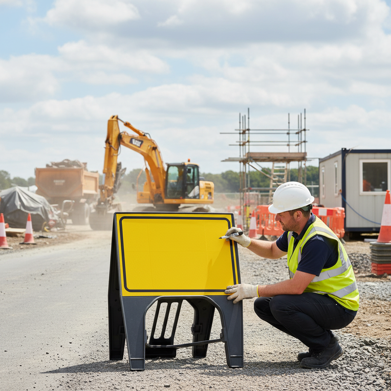 Light Gray Heavy Duty Yellow/Black Q-Sign - 600 x 450mm for Safety