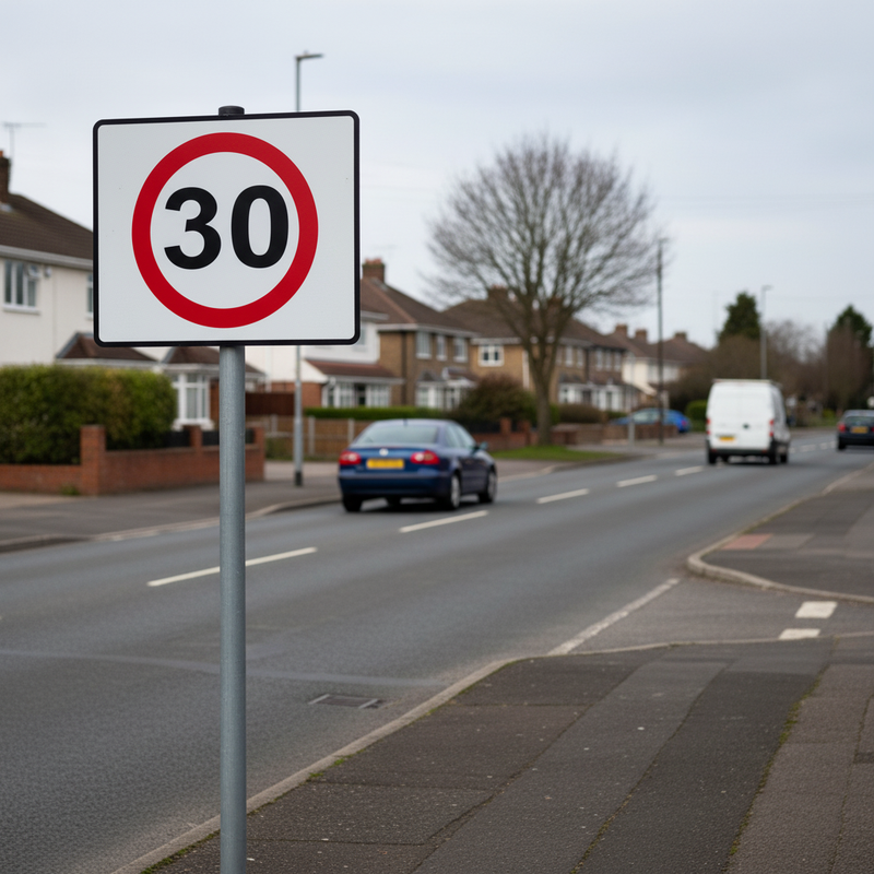 Dim Gray 30mph Heavy Duty Metal Sign Face - 750mm High-Performance Visibility