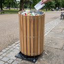 Circular Slatted Hardwood Litter Bin – 56 Litre with Galvanised Steel Liner