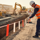 Rosy Brown Premium 25 Metre Red & White Safety Bunting for Barrier Systems