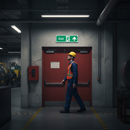 Dark Slate Gray Premium Fire Safety Exit Upwards Arrow Sign - Universal Application